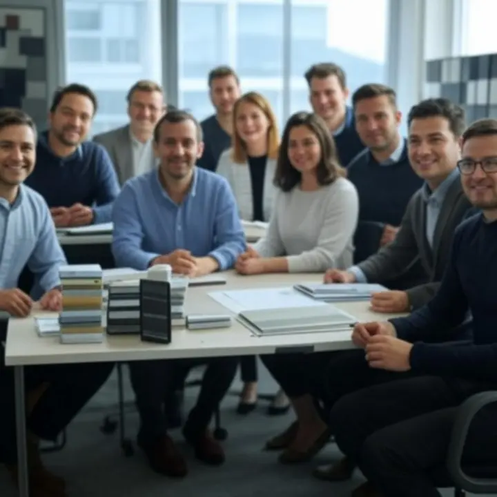 A Homvura alapító csapata egy modern, letisztult irodában közösen dolgozik a termékválogatáson.