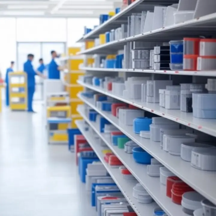 Rendezett Homvura logisztikai és teljesítési központ polcokkal, csomagokkal és precízen szervezett munkafolyamatokkal.