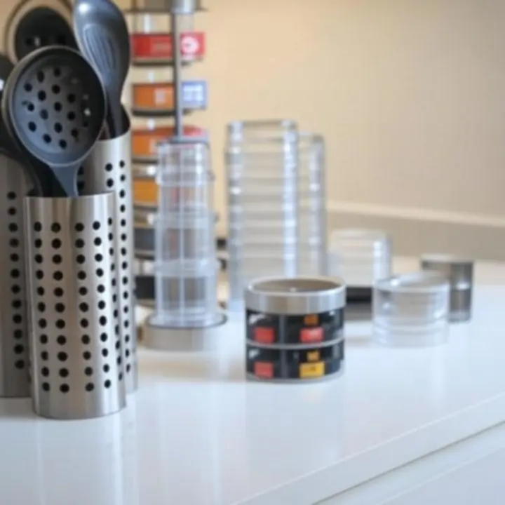 Modern konyhai kiegészítők és tartók munkapulttal