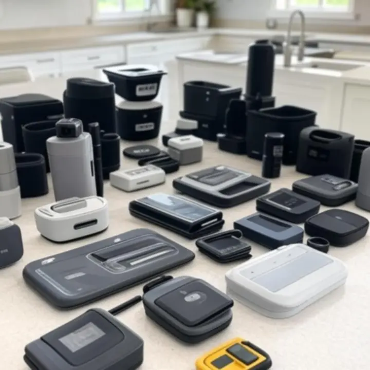 Új, modern konyhai termékek gyűjteménye letisztult környezetben.