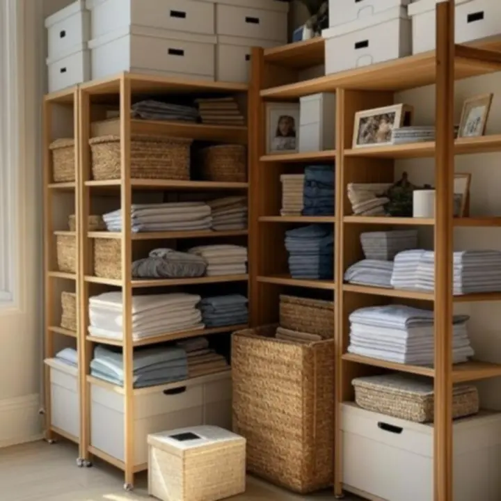 Világos, inspiráló nappali rendezett tárolómegoldásokkal